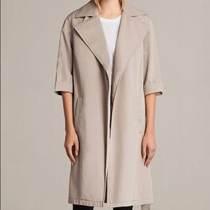 AllSaints Luna Stitch Twill Mac, Putty Grey Coat
